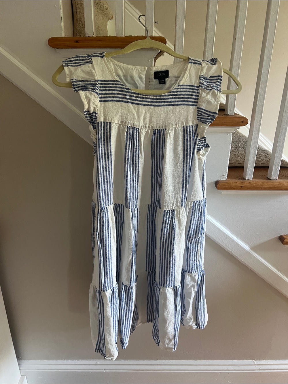J. Crew White Dress with Blue Stripes